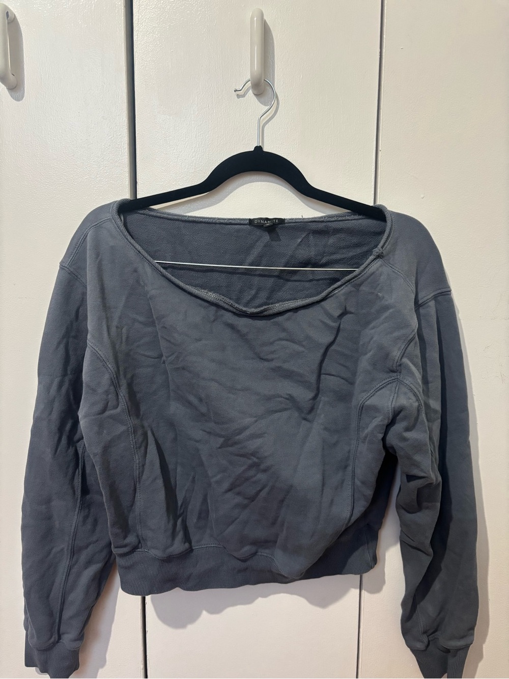 Dynamite Scoop-Neck Sweatshirt in Slate Gray